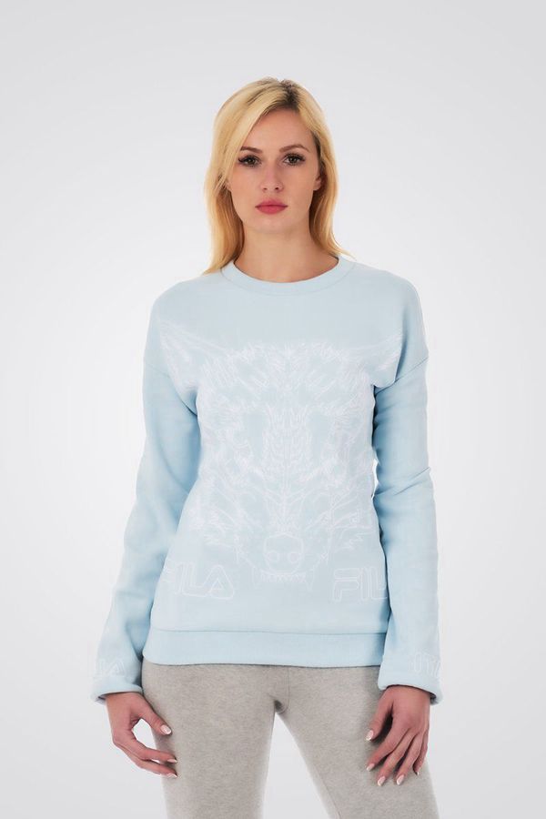 Fila Halpern Flocked Outline Wolf Women's Sweatshirts - Lightblue,NZ 140-75249